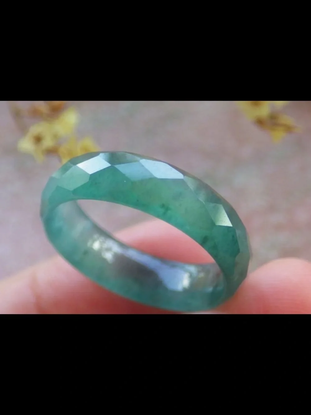 Certificate Jadeite Jewelry Jade Green diamond cut Ring Size 6.5
